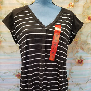 Adrienne Vittadini Womens Shirt Cap Sleeve V-Neck